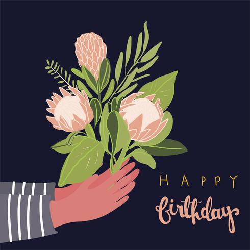 King protea hand drawn with outline graphic design vector