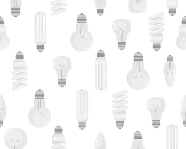 Seamless pattern of electric bulb vector set on white background - Vector illustration