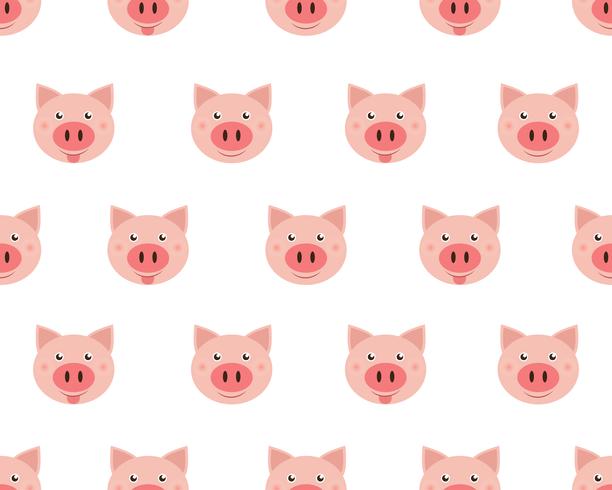 Vector illustration of  cute face pigs isolated on white background.