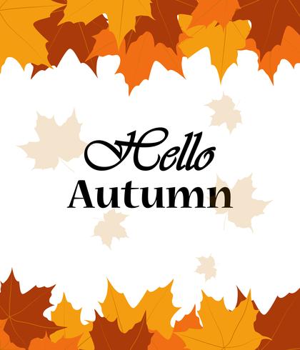 Hola plantilla de banner de venta otoño con fondo de hojas de otoño colorido vector