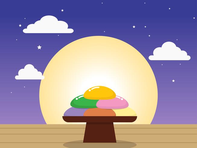 Chuseok or Hangawi Korean Thanksgiving Day  - Korean rice cake songpyeon vector