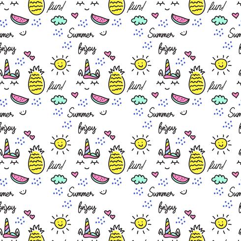 Cute Doodle Summer Pattern vector