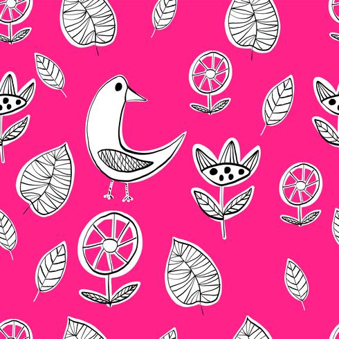 Simple Scandinavian birds pattern primitive vector