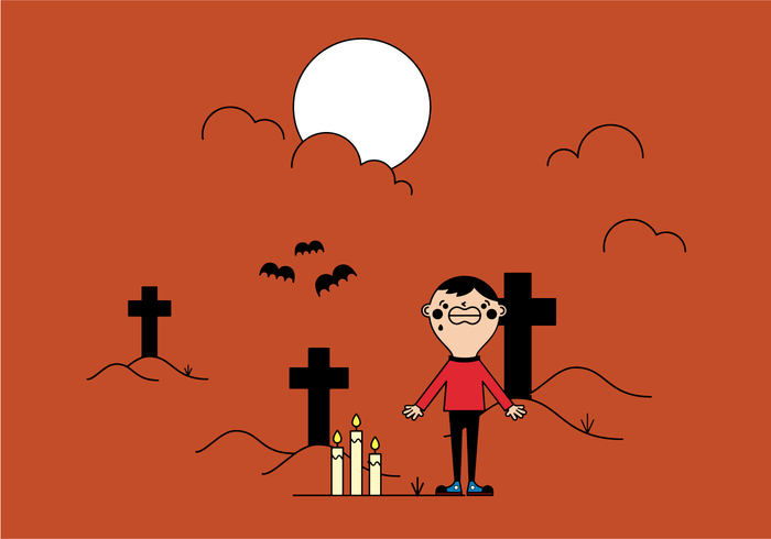 Free boy in cemetery vector