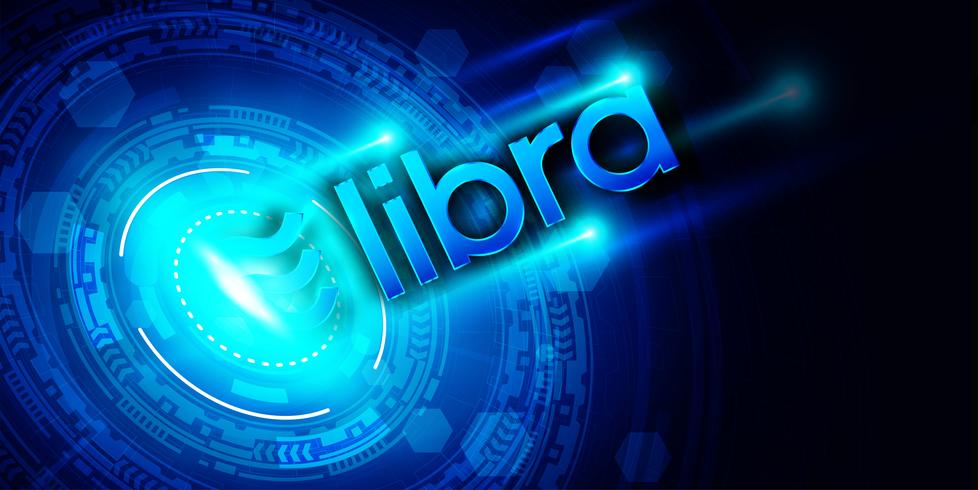 Símbolo de criptomoneda Libra sobre fondo de tecnología digital, diseño de concepto Blockchain y Wallet vector