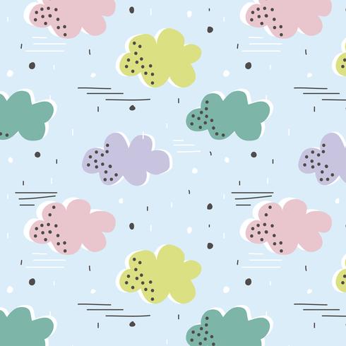 Vector seamless pattern with colorful clouds