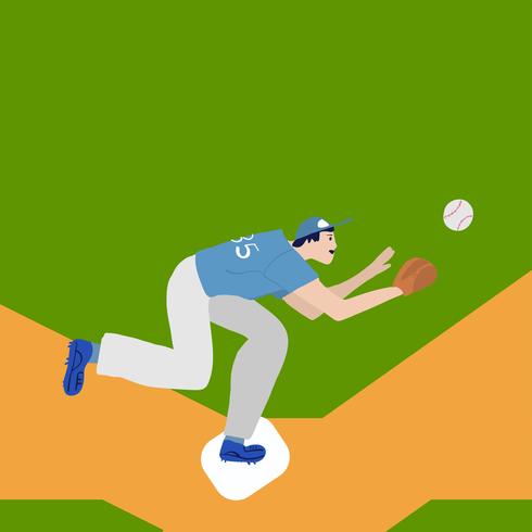 Jugador de béisbol mejor en el campo. Vector ilustración plana