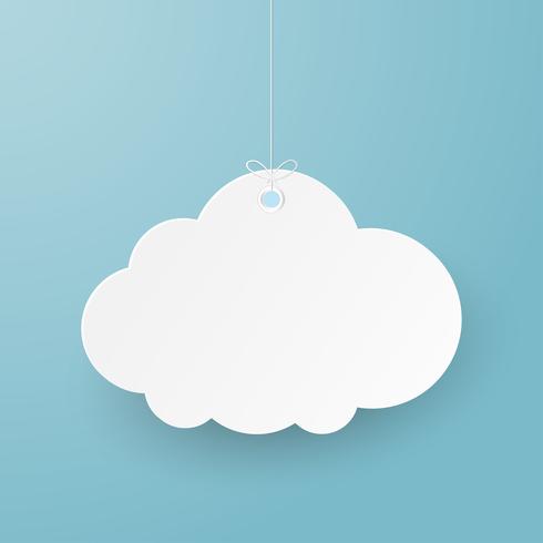 Arte de papel con nube sobre fondo blanco y gris. vector