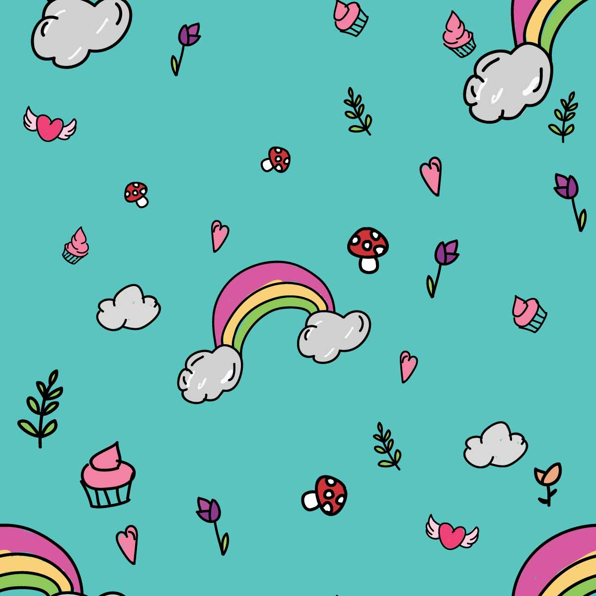 Download Children hand drawn rainbow and ice cream pattern ...