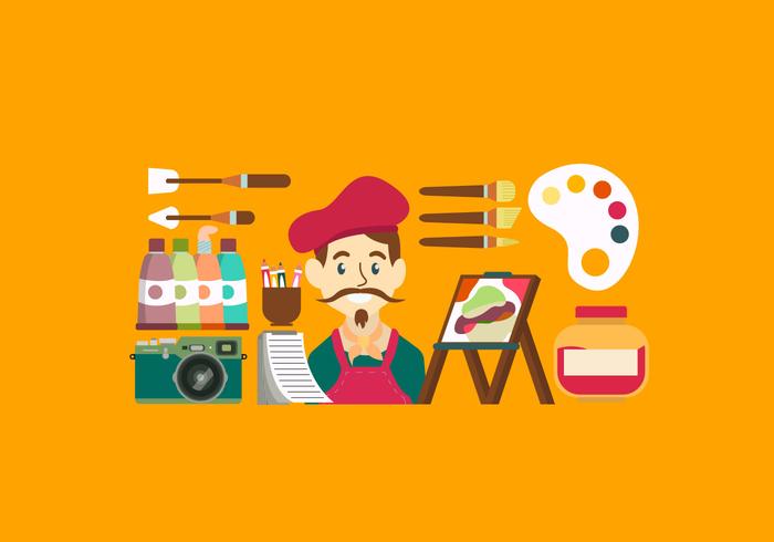 Artist Tools Starter Pack Vector Illustration