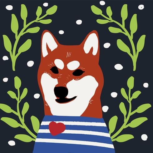 Perro Kawaii de la raza shiba inu Estilo de dibujos animados Vector