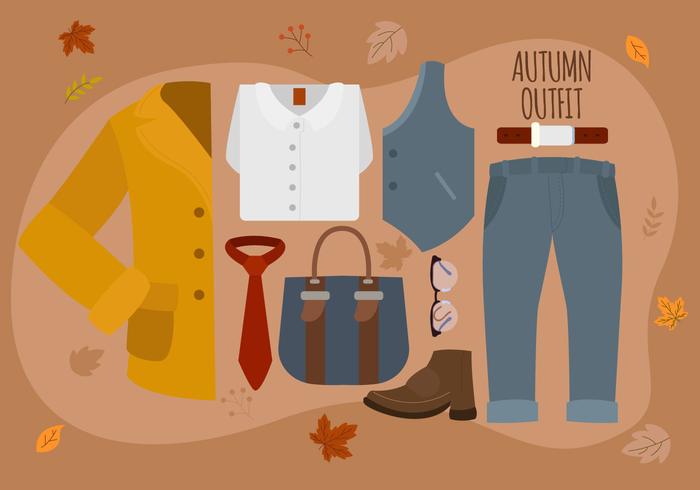 Lo esencial de la moda de otoño hombre Pack Vector Illustration