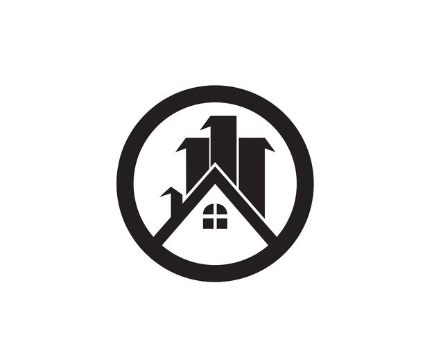Diseño de logotipo de propiedad y construcción para el letrero corporativo de negocios. vector
