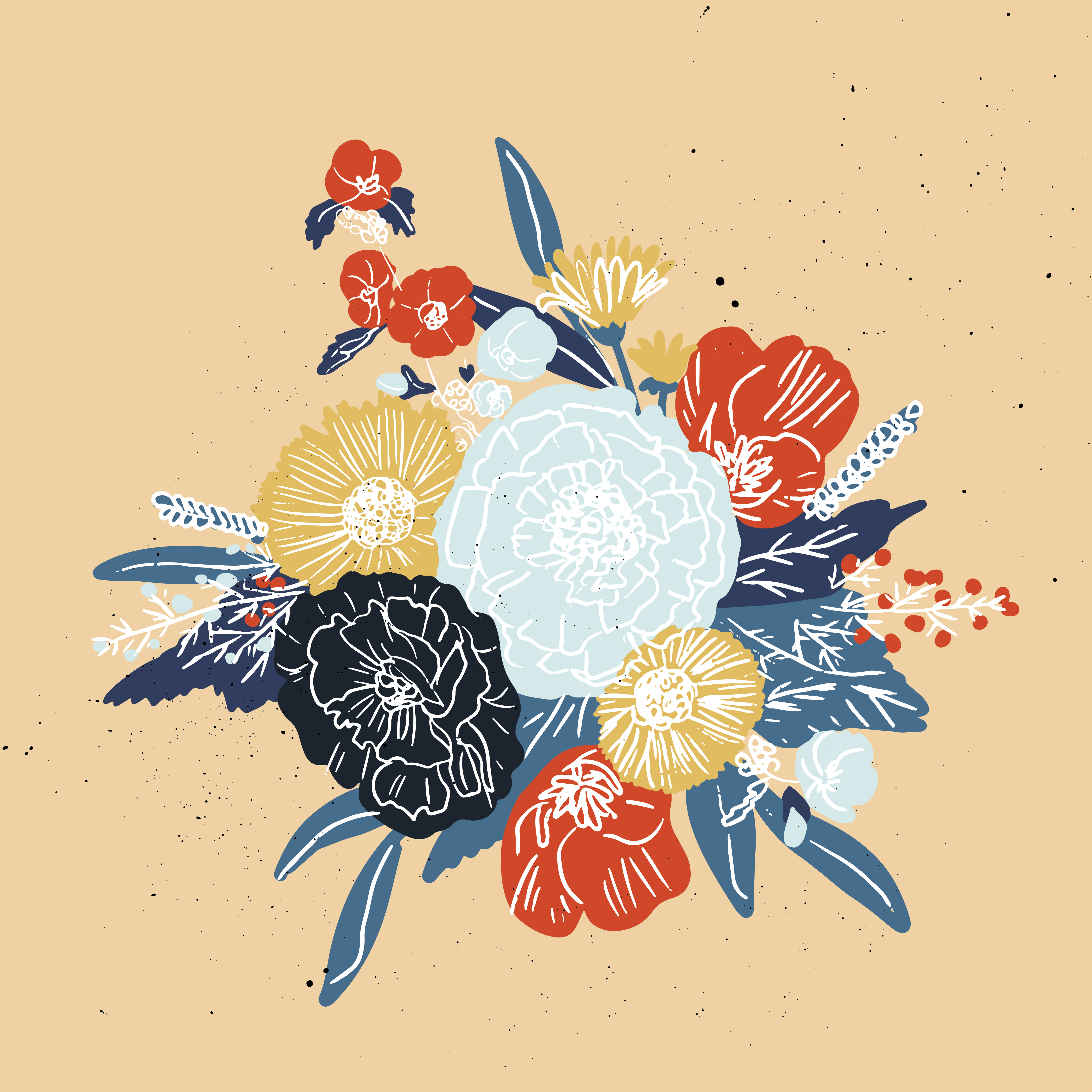 Download Simple and fun Floral pattern. Vector seamless texture with flowers and polka dots. Flowers ...