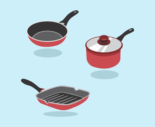 Frying Pan Vector Set. A Set Of Kitchen Items For Cooking. Pan, Saucepan, Frying Pan.