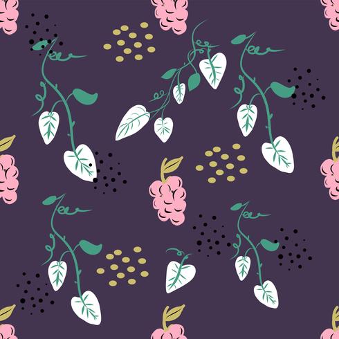 Seamless ditsy floral pattern with bright colorful flowers and leaves on black background in naive folk style. Summer template for fashion prints in vector. vector