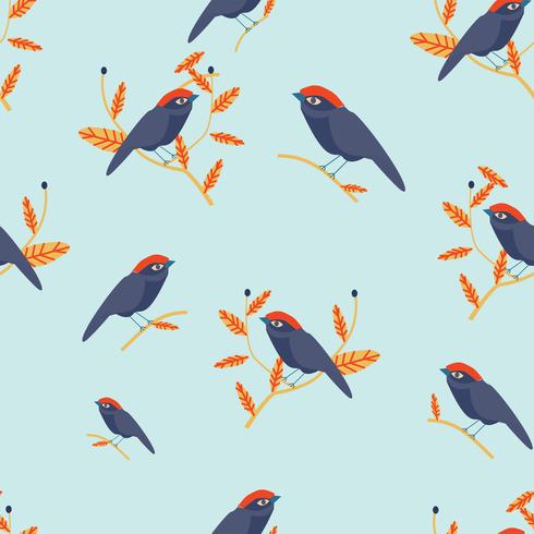 cute bird on twig pattern vector 615288 Vector Art at Vecteezy