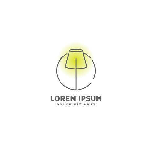 diseño de logotipo luz interior con ilustración de vector de estilo de línea