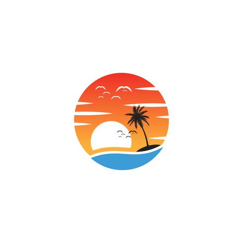 beach sunset logo design vector icon element, sunset logo concept