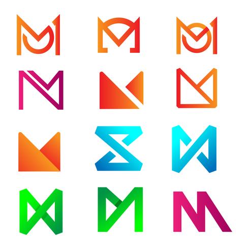 initial letter m logo design for business accounting vector illustration