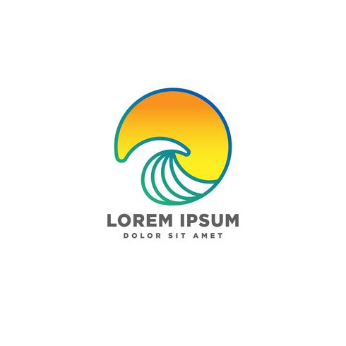 beach sunset logo design vector icon element, sunset logo concept
