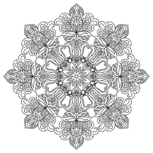 Contour Mandala for anti-stress coloring book. Decorative round ornament.  vector