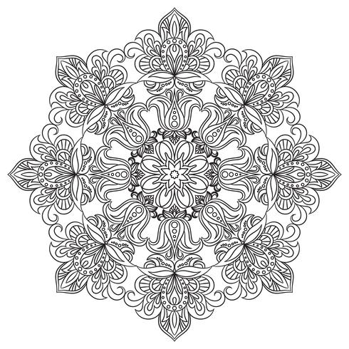 Contour Mandala for anti-stress coloring book. Decorative round ornament.  vector