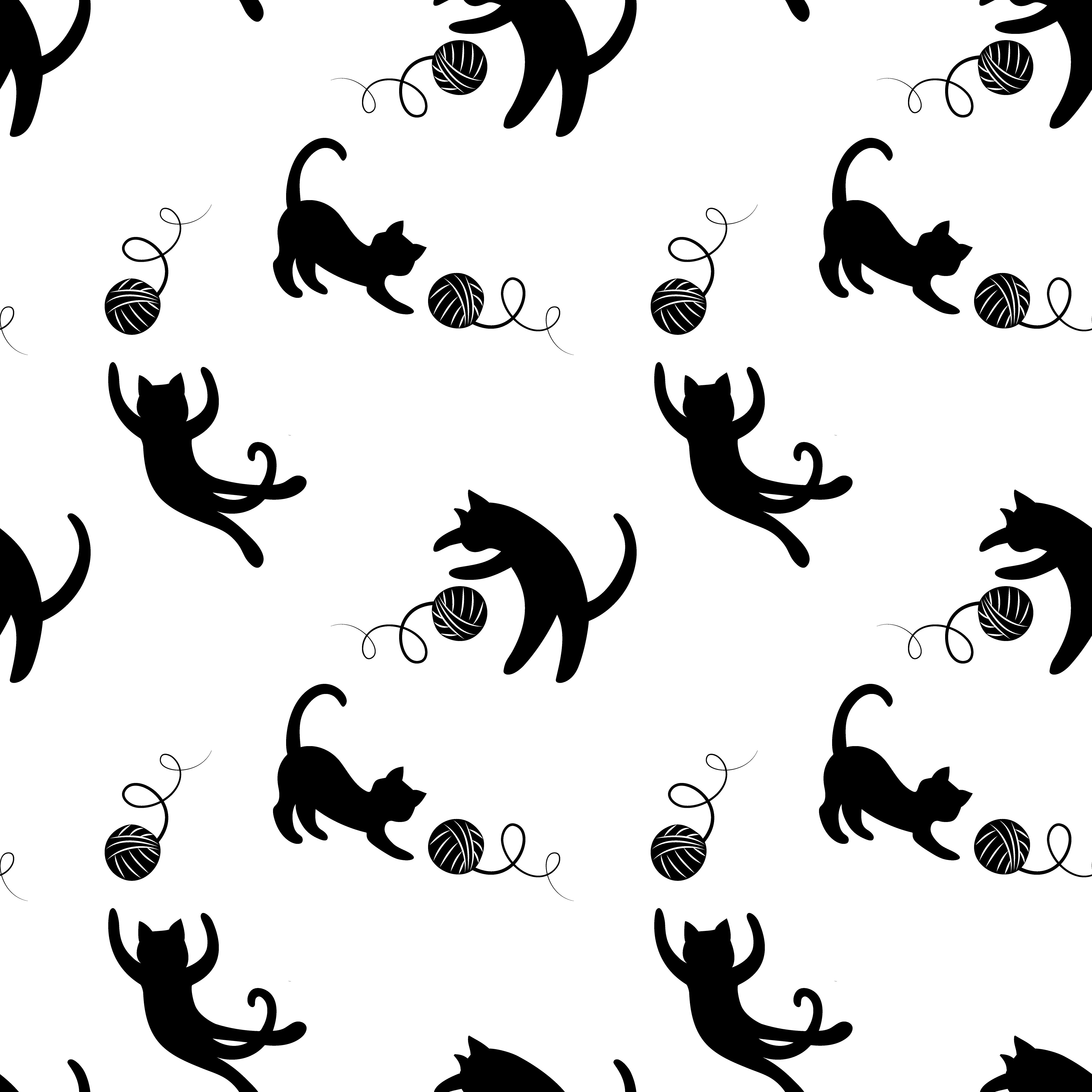 Monochrome seamless pattern with playing cats. Repeating cats