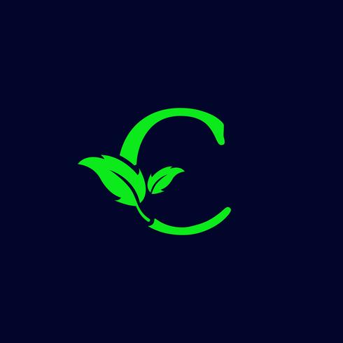 Letra c hoja naturaleza, eco verde logo plantilla vector aislado