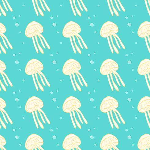 Jellyfish seamless vector pattern. Jellyfish background. Vector illustration. 