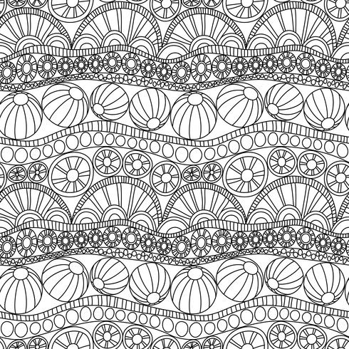 Doodle abstracto sin fisuras adorno. Página para colorear doodle ornamento. Monocromo de patrones sin fisuras para colorear. Patrón de doodle de textil monocromo. Repetir doodle resumen de antecedentes. vector