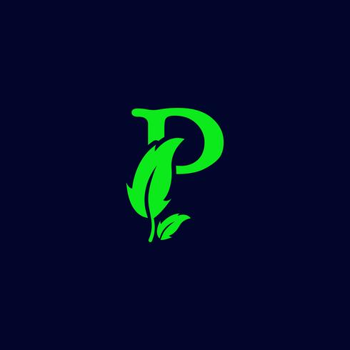 letter p leaf nature, eco green logo template vector isolated