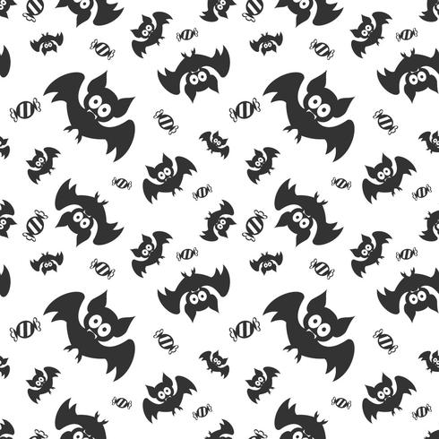 Seamless vector pattern with bats and sweats. Halloween repeating bats background for textile print, wrapping paper or scrapbooking.