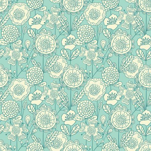 Vector seamless colorful floral background. Hand drawn doodle flowers pattern for coloring book, textile design, wallpaper, scrapbooking.