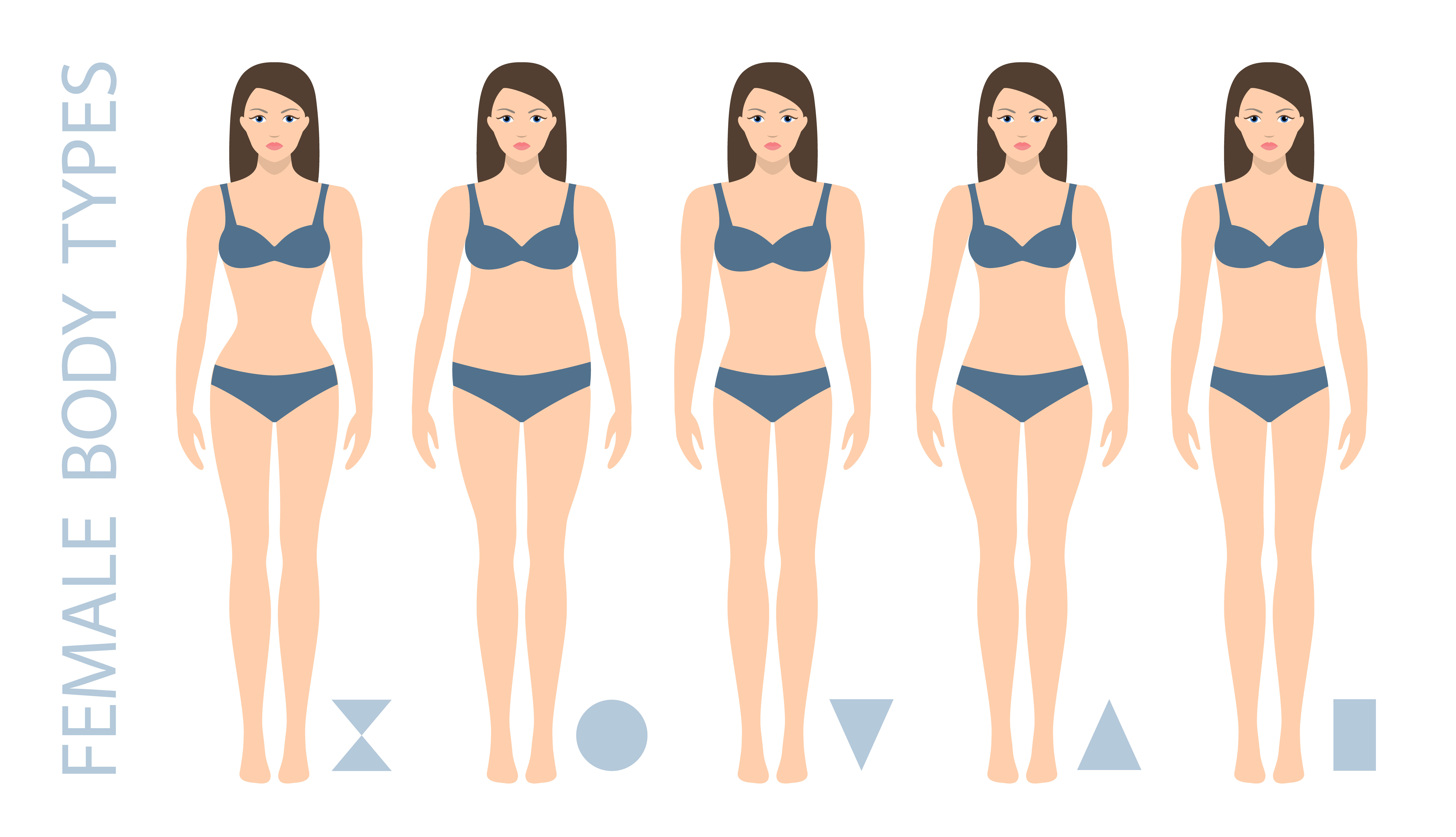 Set of female body shape types triangle, pear, hourglass, apple, rounded, inverted triangle, rectangle. Woman figure types. Vector illustration. 616544 Vector Art at Vecteezy