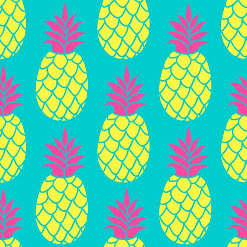 Pineapple seamless pattern in trendy colors. Summer colorful repeating background for textile design wallpaper, scrapbooking. vector