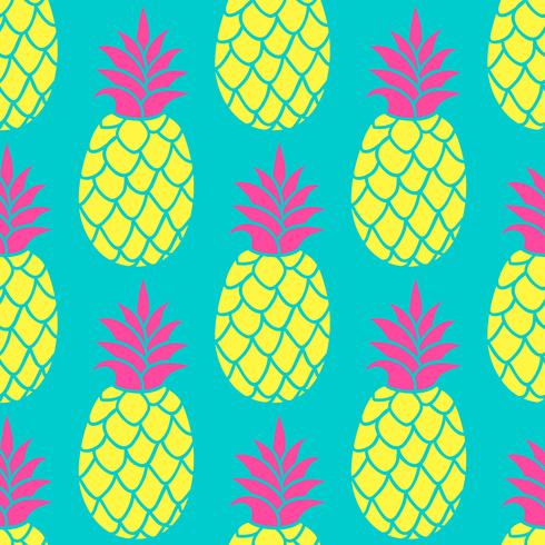 Pineapple Seamless Pattern In Trendy Colors Summer Colorful