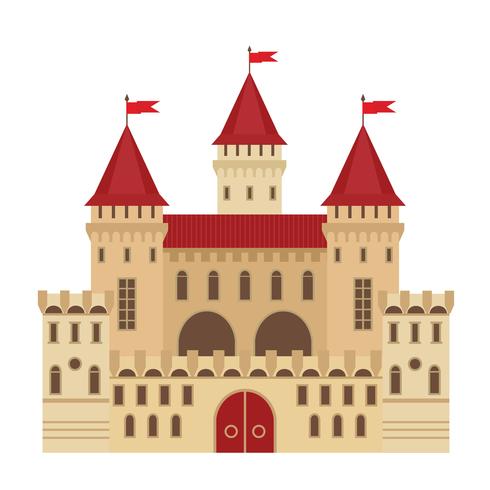 Ilustración vectorial de un castillo en estilo plano. Fortaleza medieval de piedra. Resumen vector