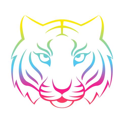 Icono de tigre aislado en un fondo blanco. Plantilla de logo de tigre, diseño de tatuaje, estampado de camiseta. vector