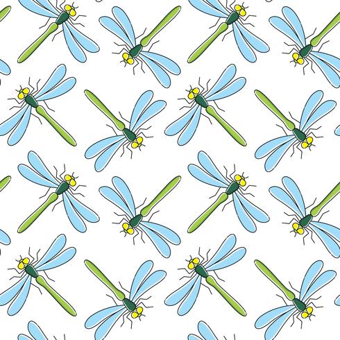 Dragonfly vector seamless pattern for textile design, wallpaper, wrapping paper 