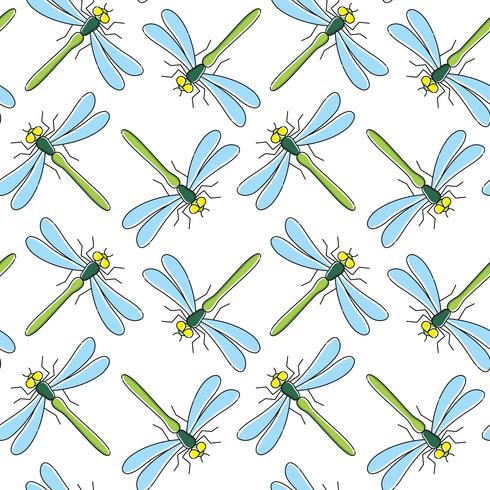 Dragonfly vector seamless pattern for textile design, wallpaper, wrapping paper 