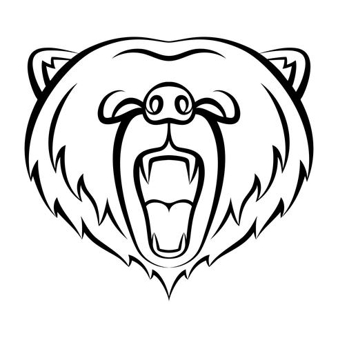 Icono del oso del rugido aislado en un fondo blanco. Plantilla de logotipo de oso, diseño de tatuaje, estampado de camiseta. Logo de contorno animal salvaje. vector