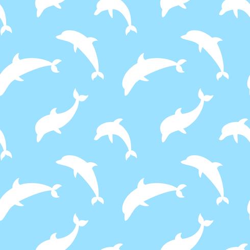 Vector seamless pattern with dolphins