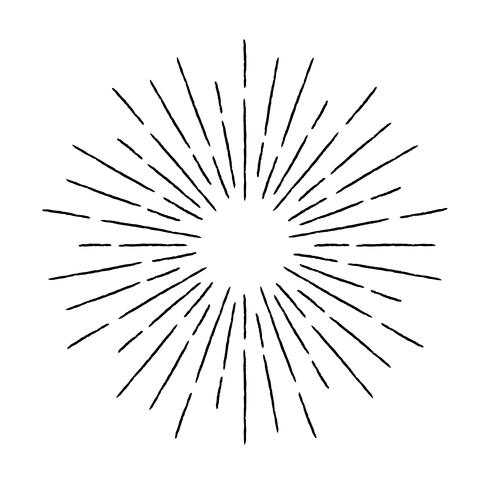 Vintage textured rays illustration. Linear sunburst design element in retro style. vector