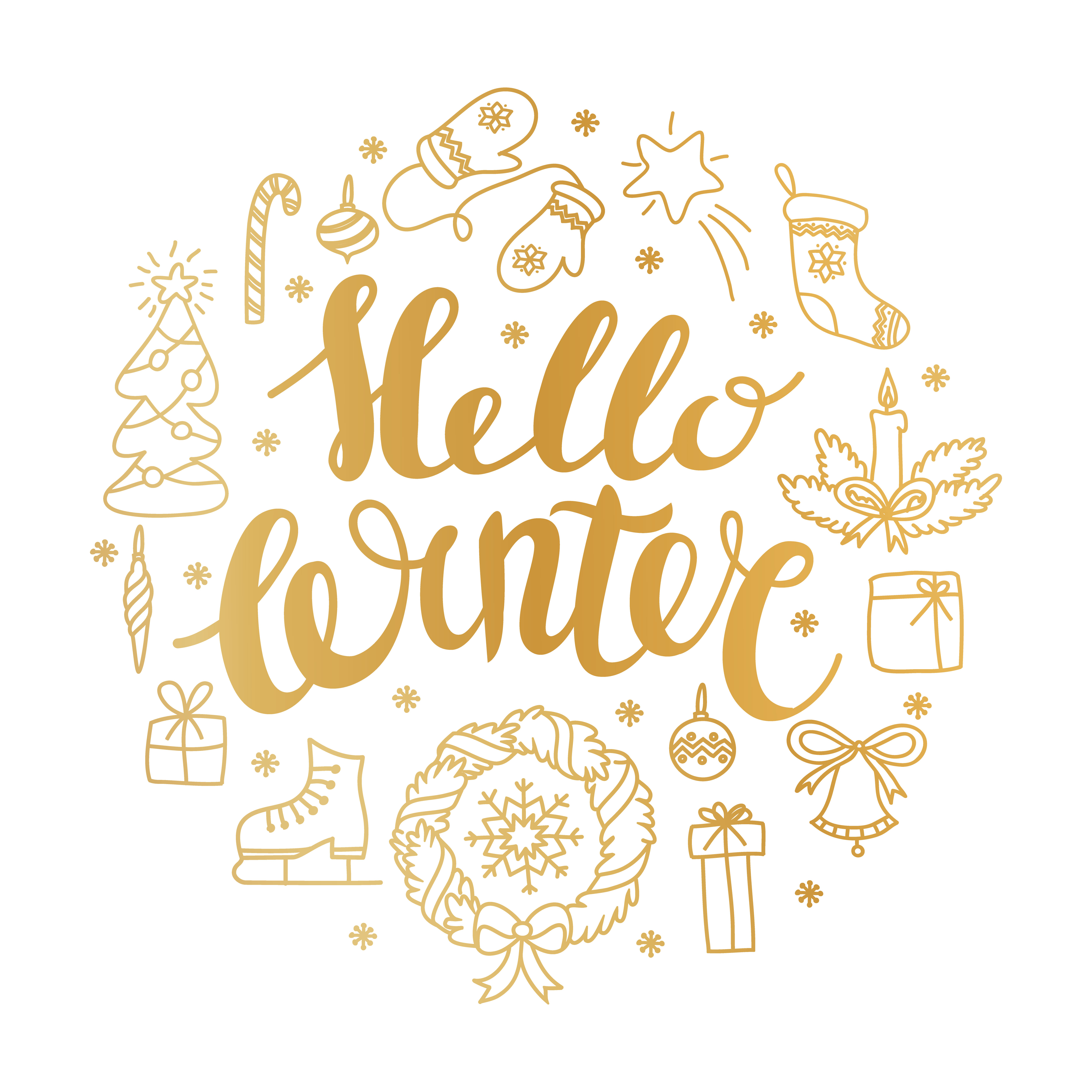 Download Hello winter handlettering with christmas elements. Winter ...