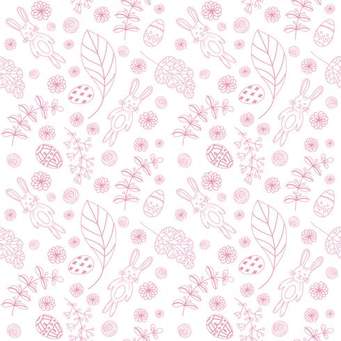 Seamless pattern with cute rabbits. Easter background. vector
