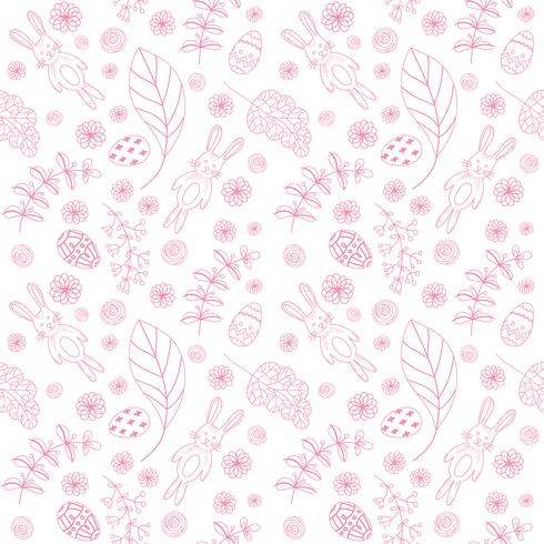 Seamless pattern with cute rabbits. Easter background. vector