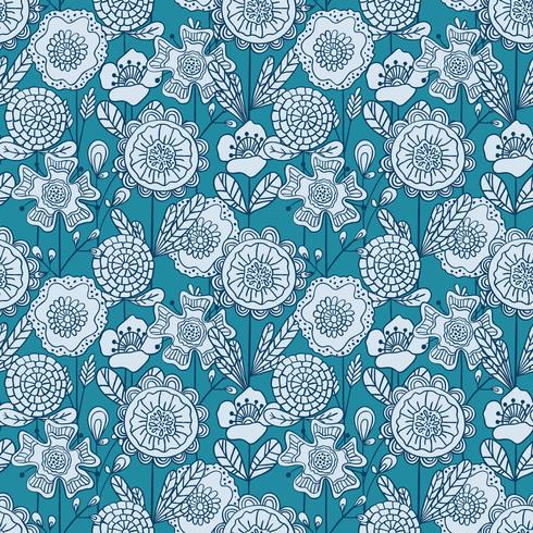 Vector seamless colorful floral background. Hand drawn doodle flowers pattern for coloring book, textile design, wallpaper, scrapbooking.