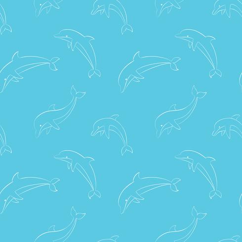 Vector seamless pattern with playing dolphins.