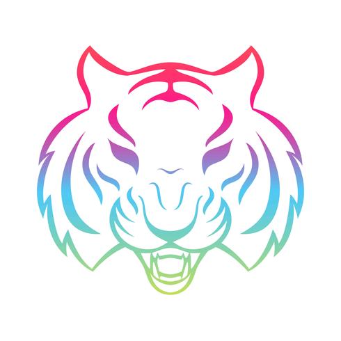 Icono de tigre aislado en un fondo blanco. Plantilla de logo de tigre, diseño de tatuaje, estampado de camiseta. vector